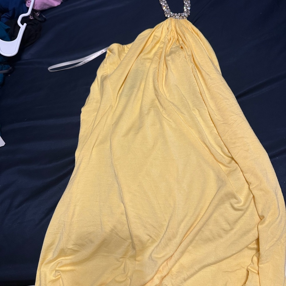 Sky Yellow top with crystal halter